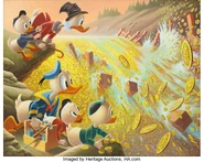 Dipinto ad olio di Carl Barks ispirato alla distruzione della diga