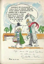 Il disegno autografo di Fellini e della Masina pubblicato su Topolino 1886.