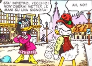 Fergus de' Paperoni e Amelia in Decini e destini con la cattedrale sullo sfondo