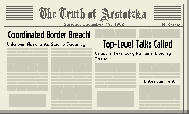 End of day screen, Papers Please Wiki