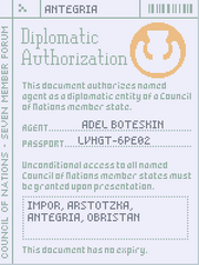 Diplomatic authorization 1160