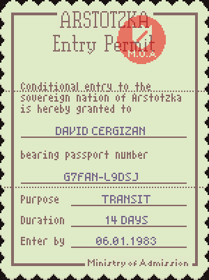 Entrant, Papers Please Wiki