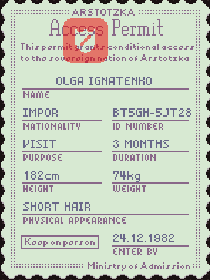 Physical characteristics, Papers Please Wiki