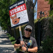 Waco participating in The 2023 Writer's Strike.