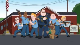 The original Paradise Police Force. From left to right: , , , , , , and .