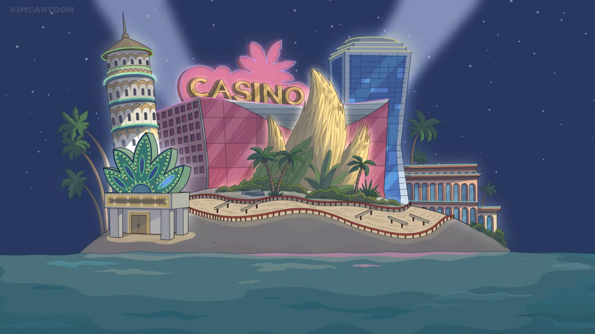 Casino-interface bij nacht