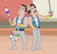 Ronny and Donny in circus uniform