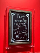 “Bar 4/7’s notice board” Shiki: "This is the notice board that was displayed in front of the bar right before we went to the Live. I want to leave something concrete as a proof of that day when I, together with the members, did everything we could, so.. I can say that this is also one of my prized possessions."[1]