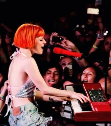Hayley Williams playing a Nord Electro 4 Keyboard.