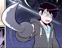 Cody brandishes his father's sword at Hijack. (Chapter 5, Page 284)