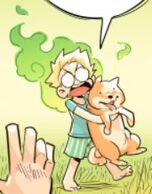 A 6 year old Ed in Spender's flashback concerning Isabel, carrying the family dog. (Chapter 7, Page 27)