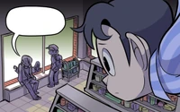 Corner Store - Ch5Pg17.png (225 KB) PJ watching Max and Isabel talk by the Corner Store's front window. (Chapter 5, Page 17)