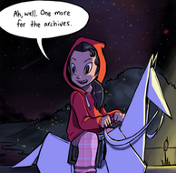 Isabel riding a paper horse. (Chapter 2, Page 28)