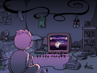 Ed playing a fighting game in his room. (Chapter 4, Page 7)