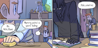 Mr. Spender hiding the locket upon Isaac's entrance. (Chapter 5, Page 13)
