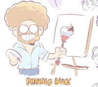 A sketch of Ed as American painter Bob Ross. (Tweet)
