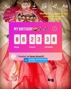 Hana_doremi1's 2020 birthday celebration on Instagram countdown