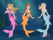 Princess Peach, Princess Daisy, and Princess Rosalina as Mermaids. 