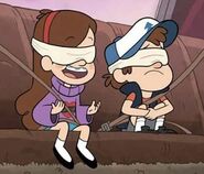 Dipper and Mabel blindfolded
