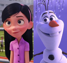 Violet Parr and Olaf the Snowman