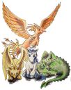 Dragon, Unicorn, Gryphon, and Phoenix