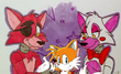 Tails and his parents; Foxy and Mangle