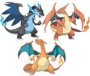 Charizard, Mega Charizard X and Mega Charizard Y as Ostriches