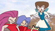 Milly angrily tells Team Rocket that they attacking her and her family