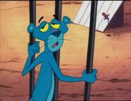 Depressed pink panther painted in blue