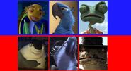 Oscar, Blu and Rango vs. Don Lino, Nigel and Rattlesnake Jake