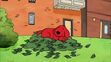 Puppy Clifford was sleeping in the pile of leaves in With Friends Like You