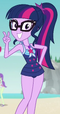 Twilight Sparkle wearing her swimsuit at the seaside