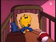 Maggie Simpson says Daddy to get some sleep
