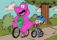 Barney And Lincoln Biking Together