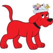 Clifford the Big Red Dog with Emily, Cleo and T-Bone on his head
