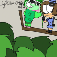 Ape Disgust helping Callie Splits swing on a vine picture