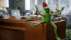 Kermit shouting YAY! Gif