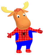 Tyrone wearing a Spider-Man costume