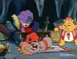Beastly and Shreeky take a nap as Treat Heart sneaks pass them to get the bag of walnuts