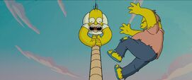 Homer Simpson slides on the Rope