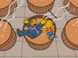 Bart Simpson and Principal Skinner falling down on the Peanut Shrimp