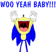Sonic yells WOO YEAH BABY