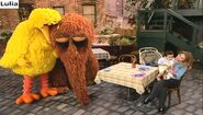 Big Bird and Snuffy fall asleep in front of Gina and Marco