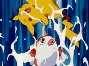 Pikachu attacked by Goldeen