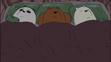 Grizzly Panda and Ice Bear are sleeping in the bed
