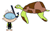 Stanley Griff Meet's Green Sea Turtle