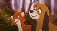 Young Tod and Young Copper as The Twin Raccoon Lost Boys