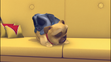 Bingo and Rolly are sleeping in the couch