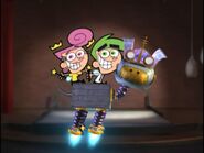 Jimmy Neutron Goddard with Cosmo & Wanda on his back