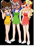 Clarice as Daisy, Jeanette Miller as Lily, and Tammy as Violet